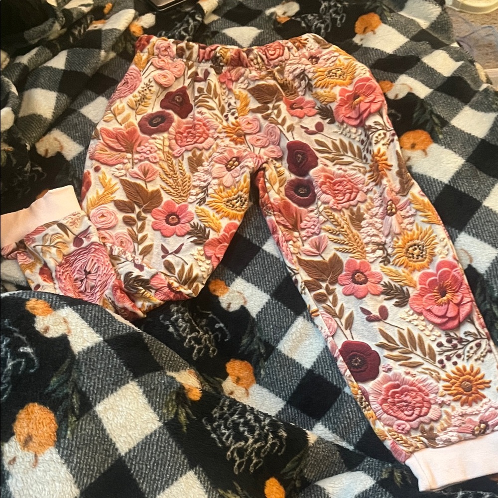 B50 Velveteen by Bunny Knots Bamboo Joggers— Autumn Faux Embroidered Floral